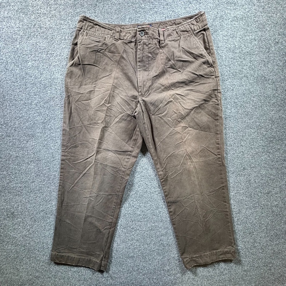 Cremieux Chino Pants Mens 38x30 Brown 100% Cotton Flat Front Straight Everyday